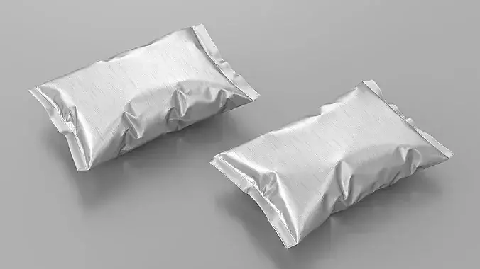 Silver Foil Snack Bag 3D model 6