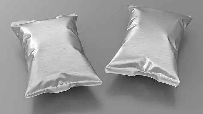 Silver Foil Snack Bag 3D model 5