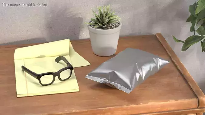 Silver Foil Snack Bag 3D model 4