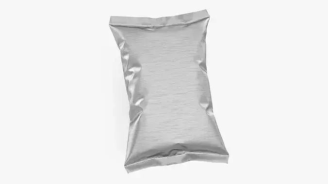 Silver Foil Snack Bag 3D model 2