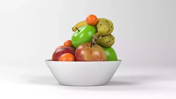Realistic Fruit Bowl with Fruits - PBR 3D model