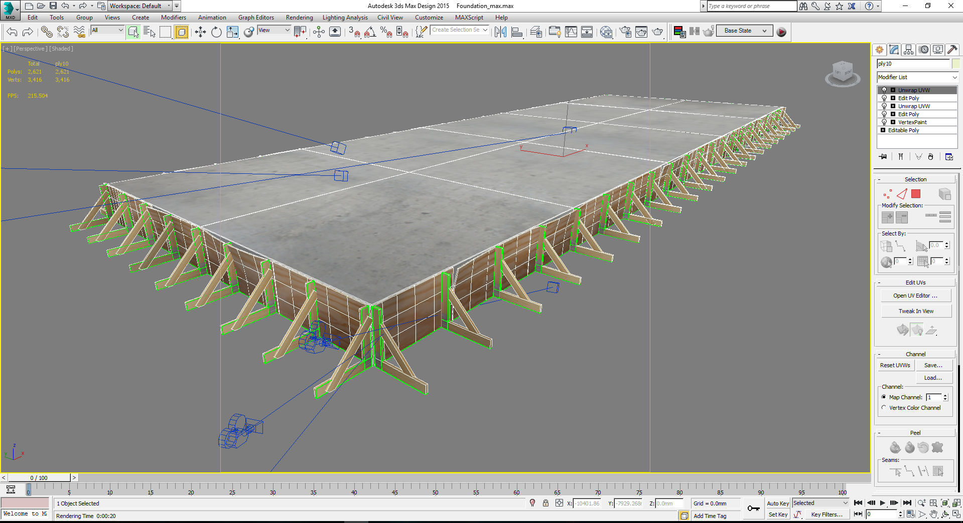 Building site foundation being cast and set Low-poly 3D model_9