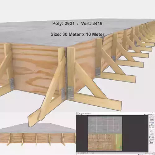 Building site foundation being cast and set Low-poly 3D model