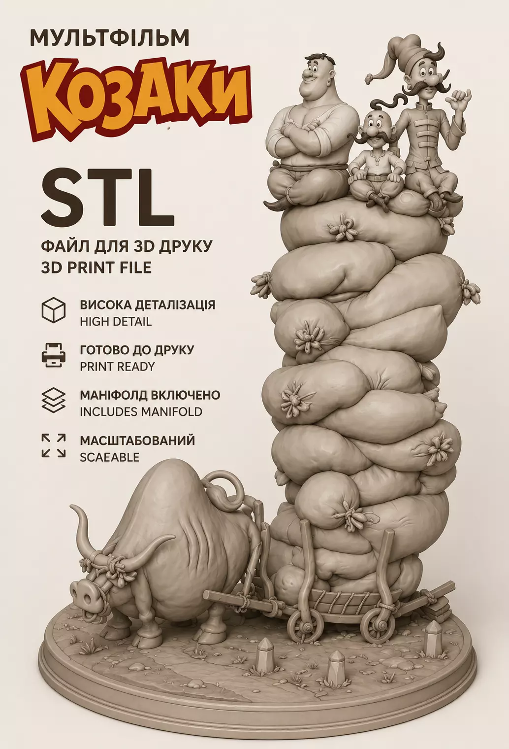 Cossacks Cartoon STL File for 3D Printing 3D print model
