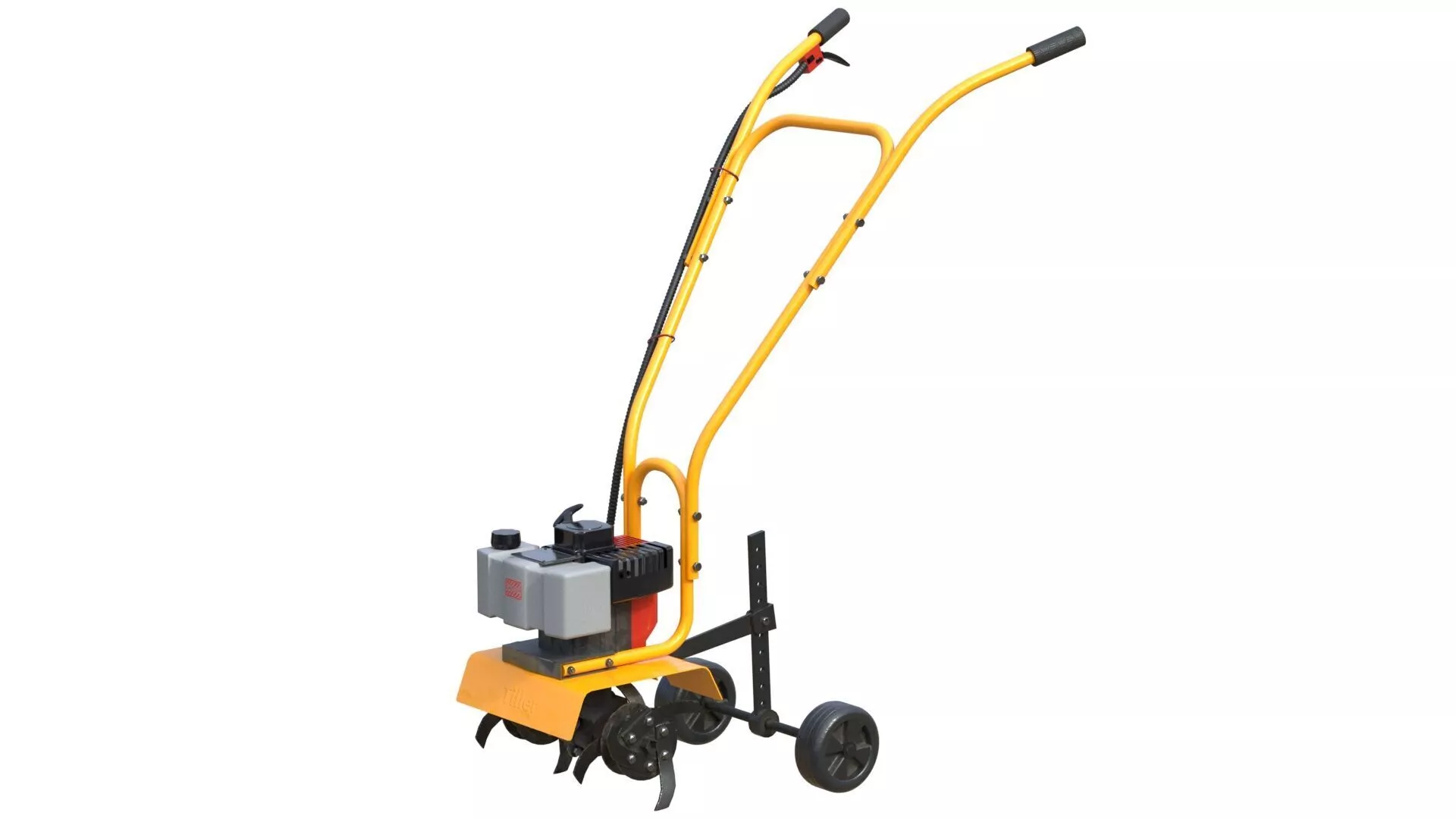 Petrol Tiller Cultivator Low-poly 3D model