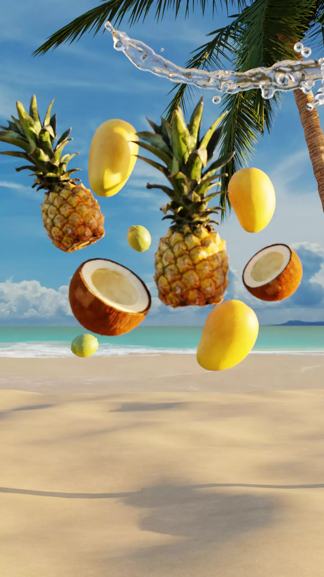 Fruit Splash Animated Composition for Product Ads 3D model
