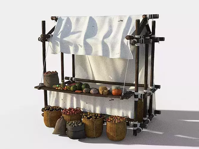 Marketplace Tent - Fruits Vegetables Low-poly 3D model