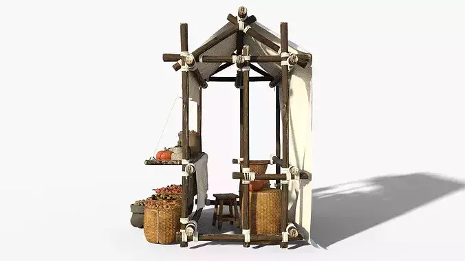 Marketplace Tent - Fruits Vegetables Low-poly 3D model 6