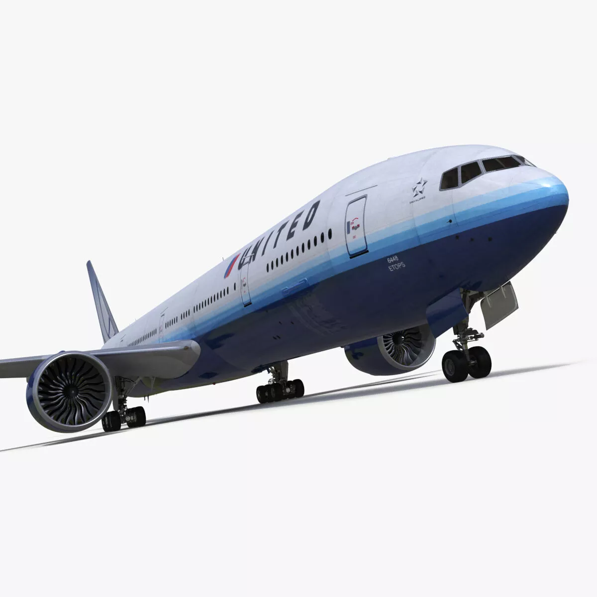Boeing 777 United Airlines Rigged for Maya 3D model