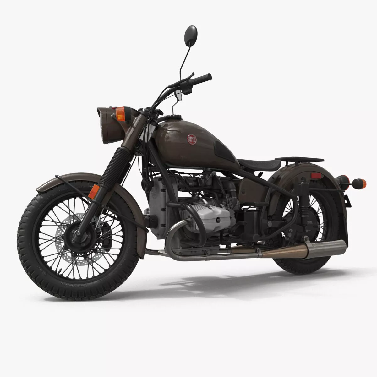 Brown Motorcycle Ural M70 Rigged 3D model
