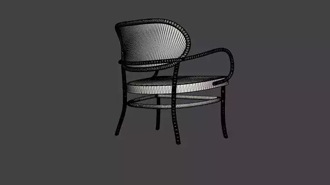 Betty lounge chair in bentwood Low-poly 3D model 7