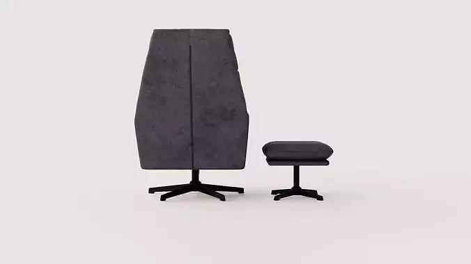 Armchair with footstool Amsterdam Low-poly 3D model 5