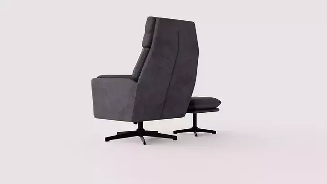 Armchair with footstool Amsterdam Low-poly 3D model 4