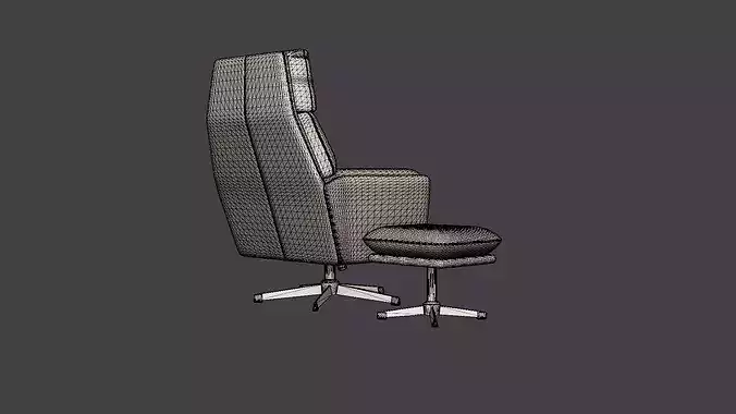 Armchair with footstool Amsterdam Low-poly 3D model 7