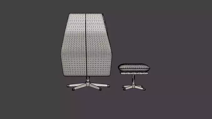 Armchair with footstool Amsterdam Low-poly 3D model 6