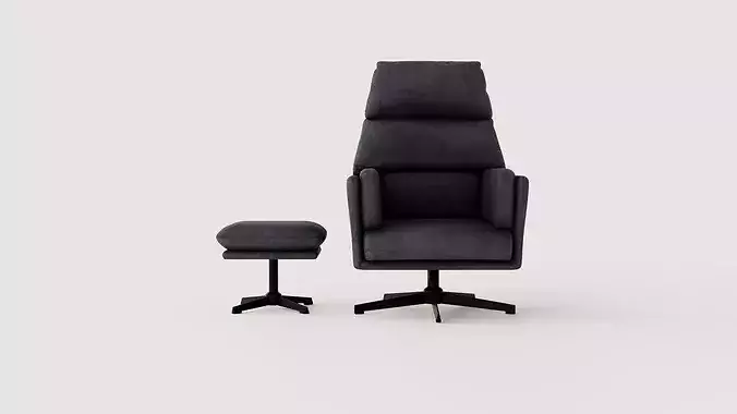 Armchair with footstool Amsterdam Low-poly 3D model