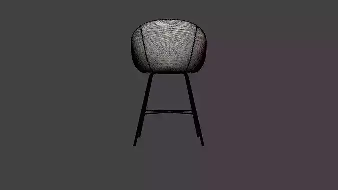Bar Stool Velvet Low-poly 3D model 6