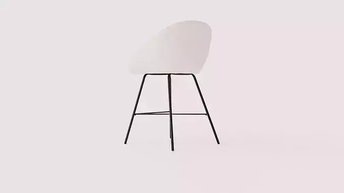 Bar Stool Velvet Low-poly 3D model 4
