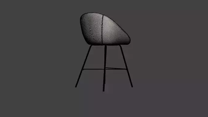 Bar Stool Velvet Low-poly 3D model 7
