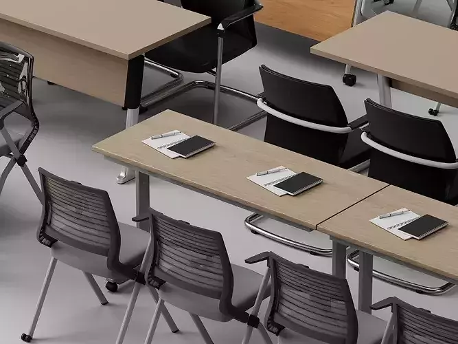 Modern Conference Lecture Hall Furniture Set 3D model 7