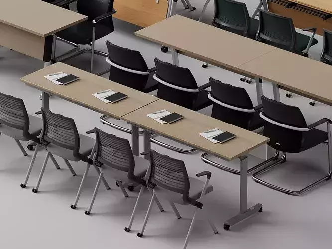 Modern Conference Lecture Hall Furniture Set 3D model 3
