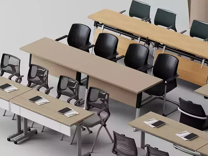 Modern Conference Lecture Hall Furniture Set 3D model 4
