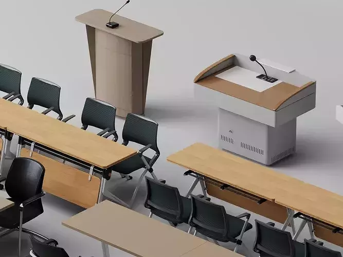 Modern Conference Lecture Hall Furniture Set 3D model 5