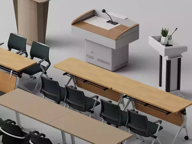 Modern Conference Lecture Hall Furniture Set 3D model 6