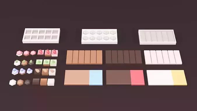 Industrial Bakery Ingredients and Preparations Pack Low-poly 3D model 7