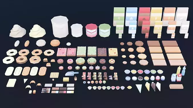 Industrial Bakery Ingredients and Preparations Pack Low-poly 3D model