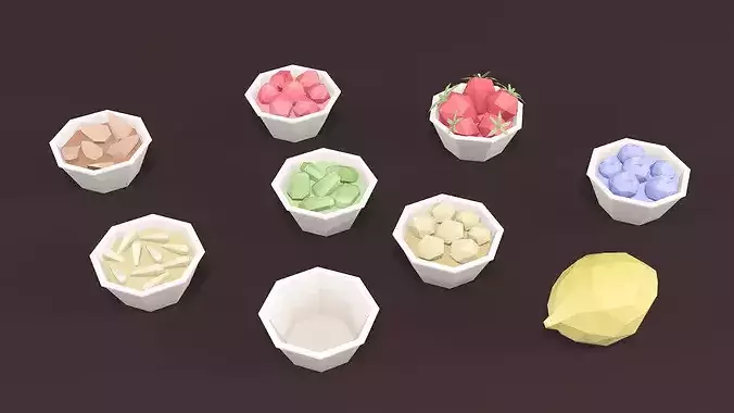Industrial Bakery Ingredients and Preparations Pack Low-poly 3D model 6