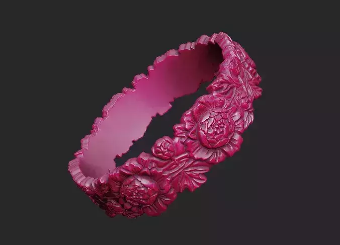 detailed-peony-relief ornate ring design forest-inspired