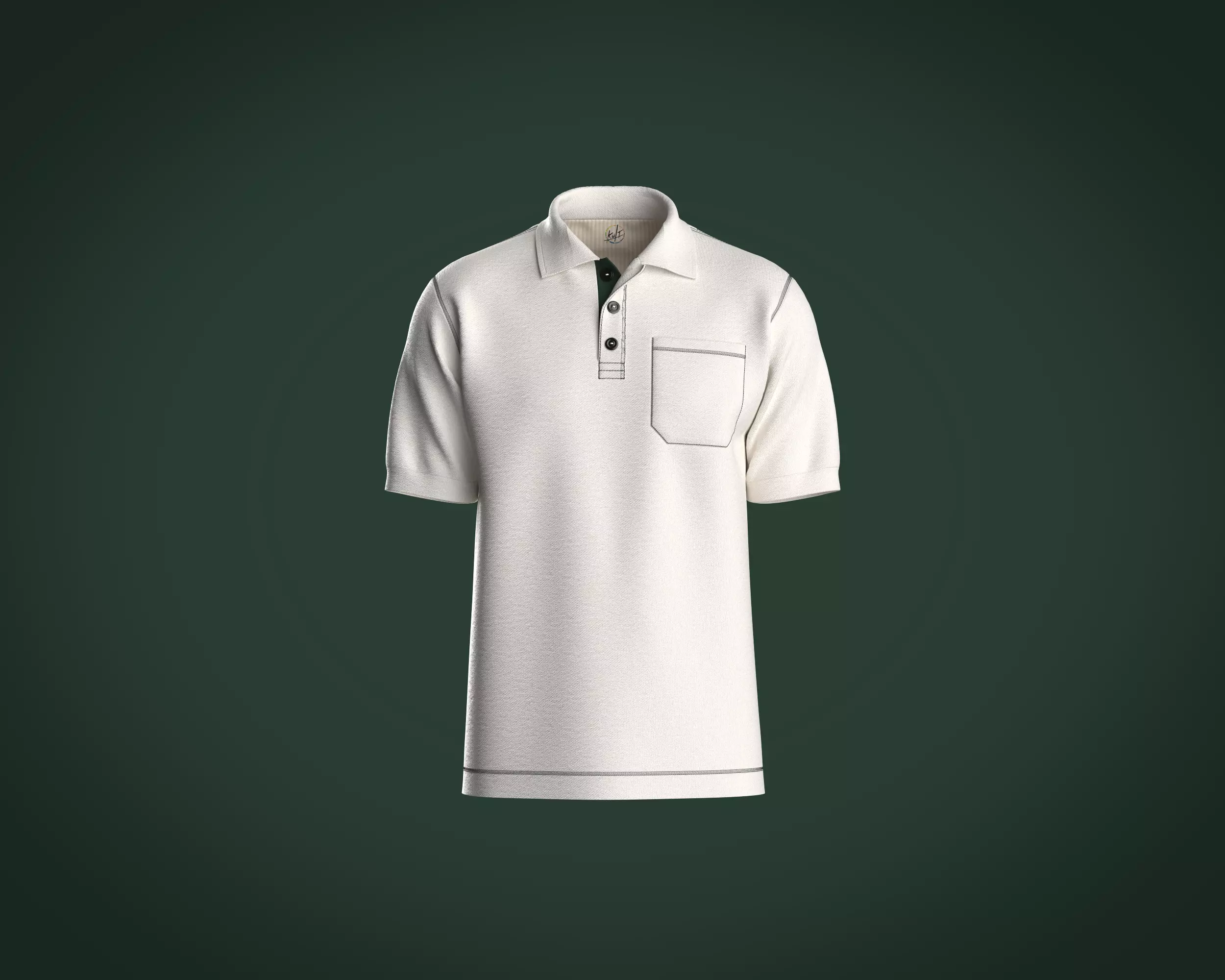 Mens basic polo with pocket and contrast color 3D model