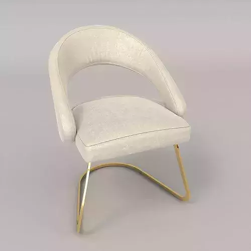 Round Glass Dining Table with Curved Chairs 3D model 5