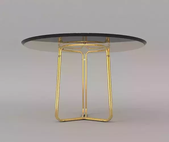 Round Glass Dining Table with Curved Chairs 3D model 6