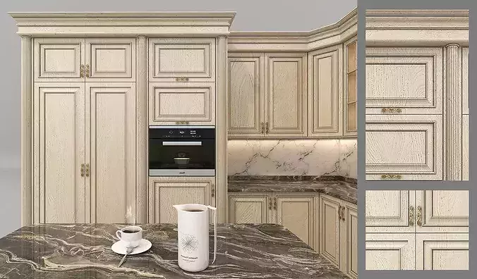 Classic Luxury Kitchen Interior with Island 3 3D model 5
