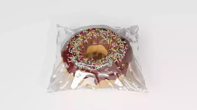 Donut 3D Model With Packaging Low-poly 3D model
