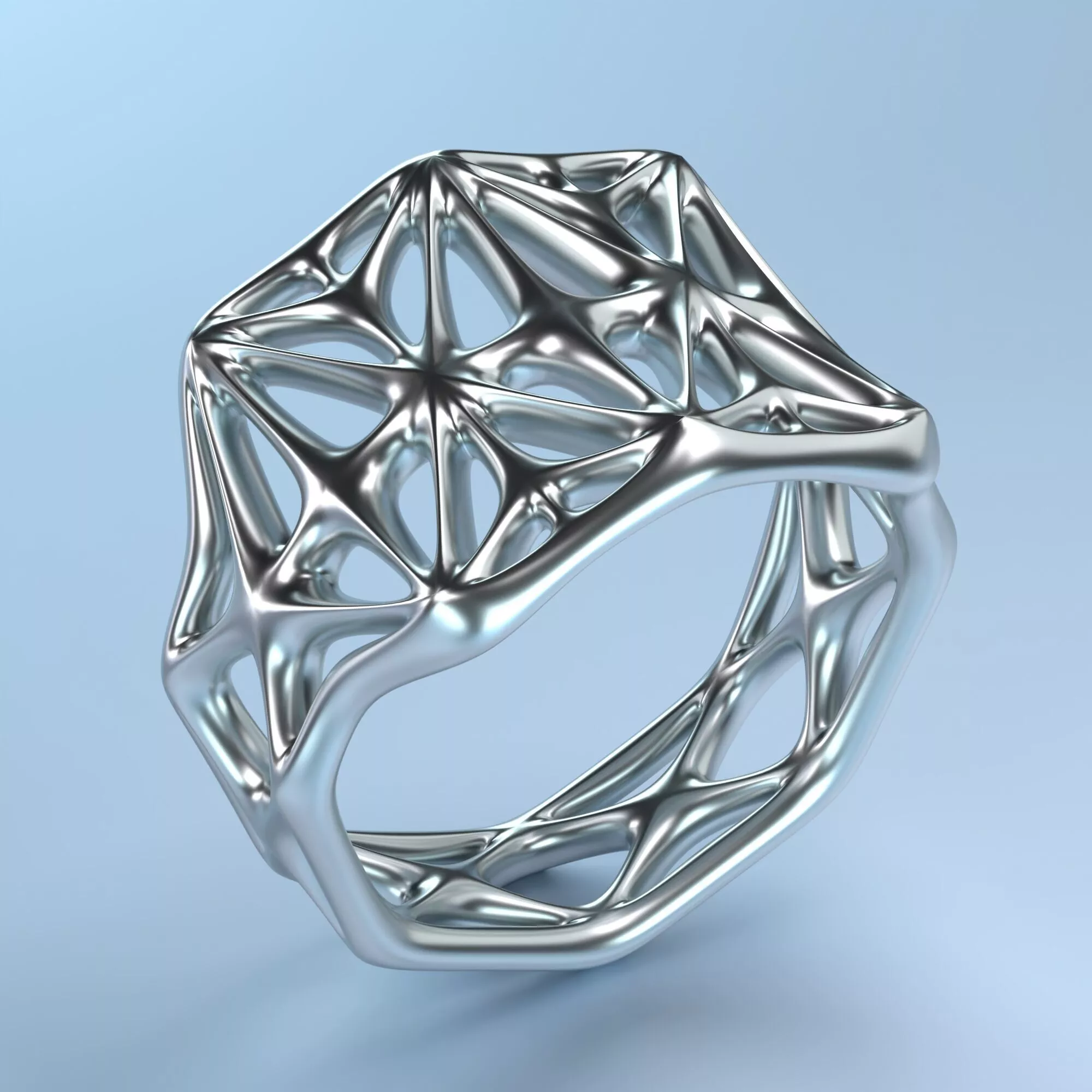 Wireframe Signet Ring STL file for 3D Printing 3D print model