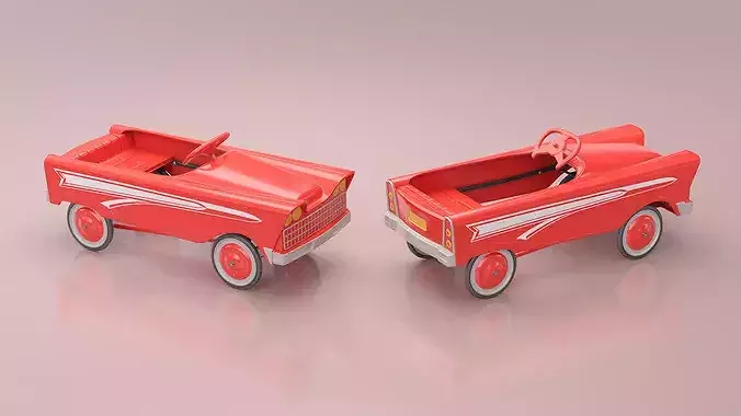 Vintage American Murray Red Childs Roadster Pedal Car 3D model 5