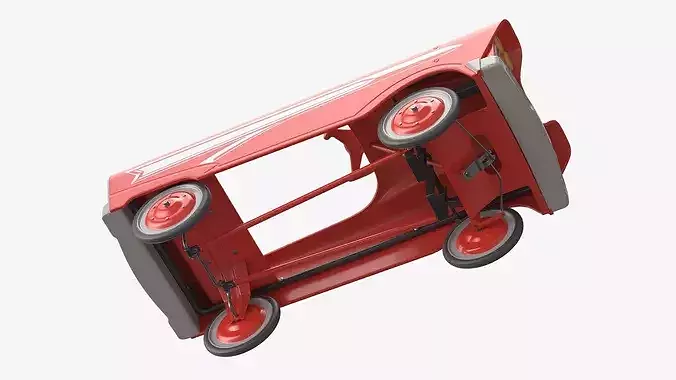 Vintage American Murray Red Childs Roadster Pedal Car 3D model 7