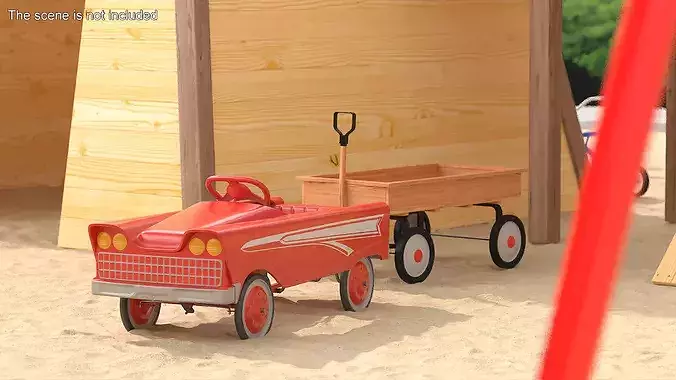 Vintage American Murray Red Childs Roadster Pedal Car 3D model 2