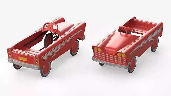 Vintage American Murray Red Childs Roadster Pedal Car 3D model 6