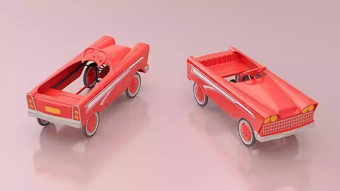 Vintage American Murray Red Childs Roadster Pedal Car 3D model 4