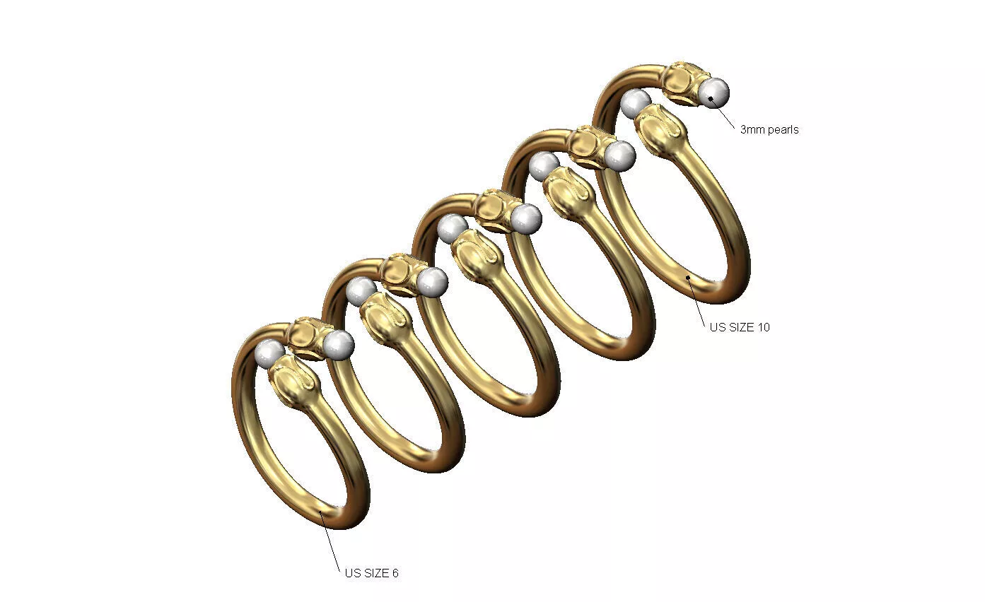 Pearl mounting vintage flower egg ends bypass ring 3D print model