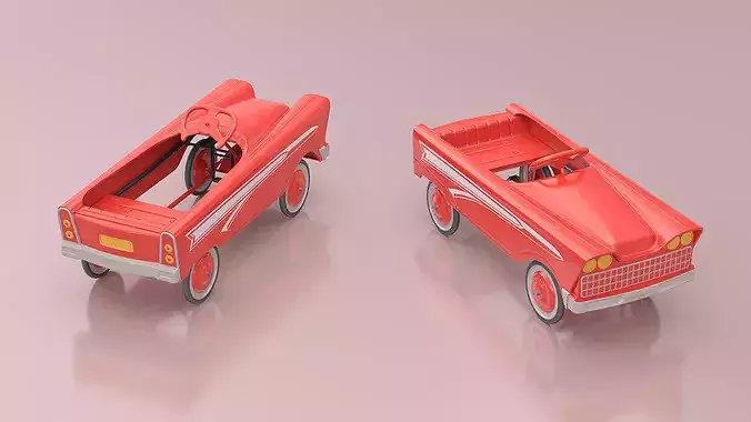 Old Retro Murray Pedal Car Red 3D model 4