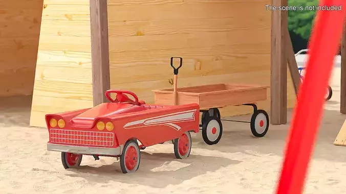 Old Retro Murray Pedal Car Red 3D model 2