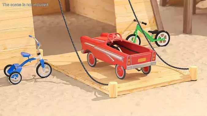 Old Retro Murray Pedal Car Red 3D model 3