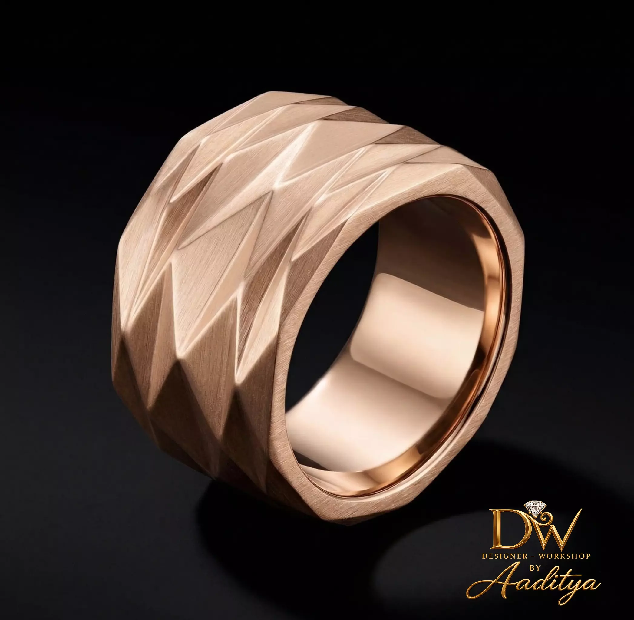 Geometric faceted zigzag Ring 3D print model