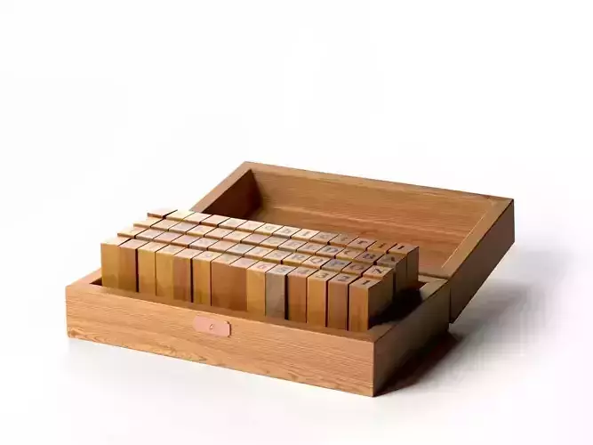 Vintage Wooden Rubber Alphabet Stamp Set