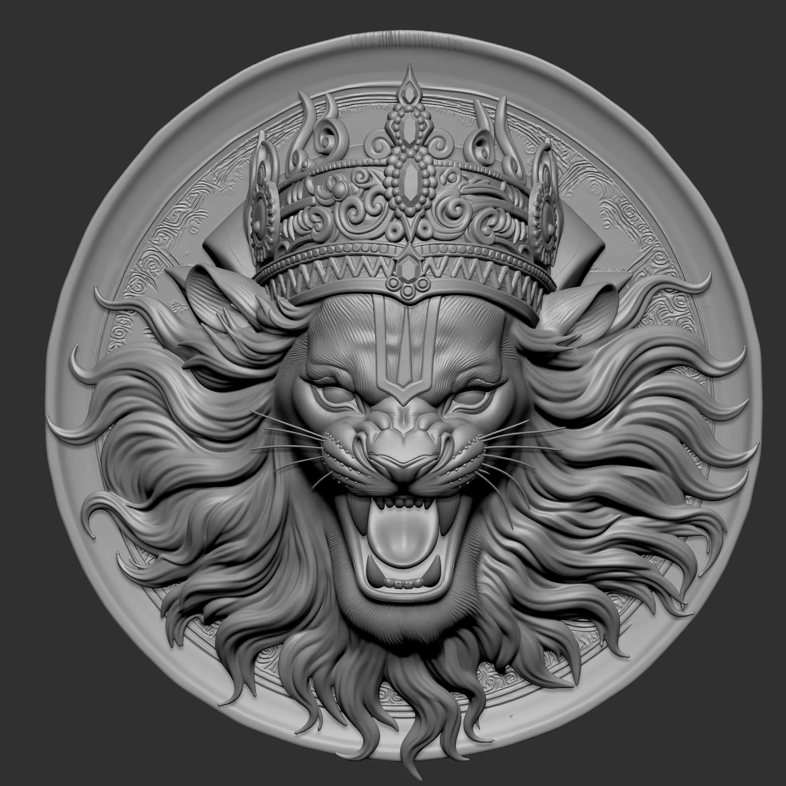 a roaring lion with a crown 3D print model